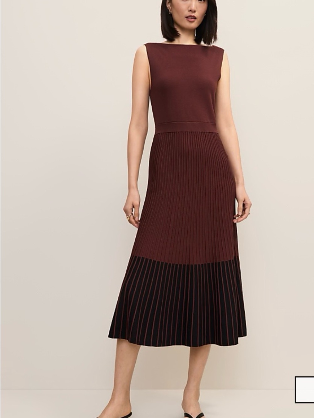Ann Taylor Colorblock Sweater Dress in Dark Walnut